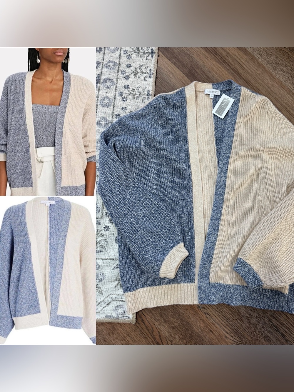 Intermix Cotton Cashmere Open Front Cardigan NWT